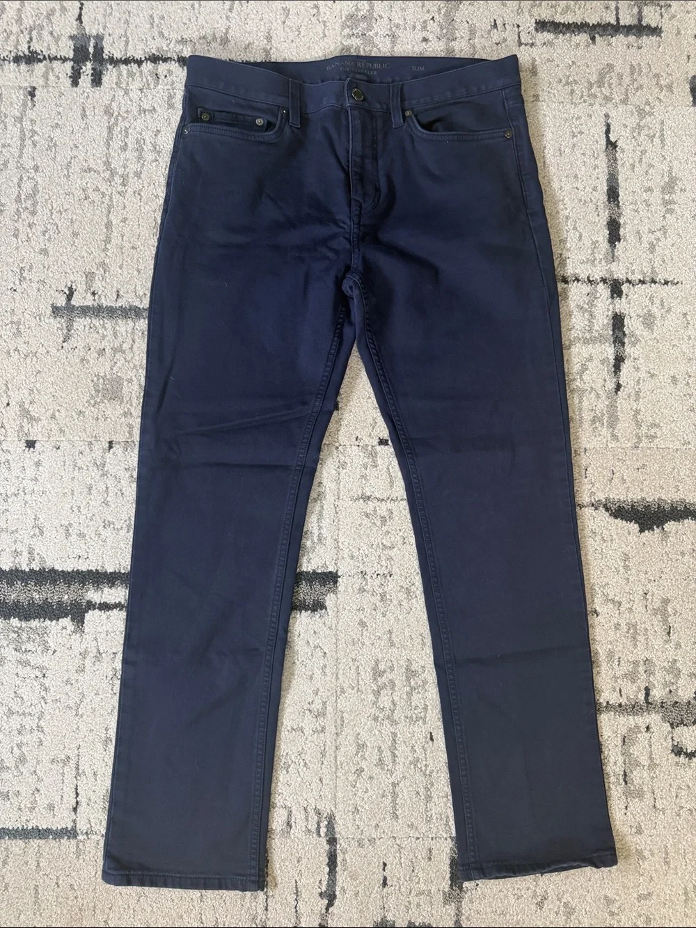 Banana Republic Men's Traveler Straight Pants, Navy, Size 33x30